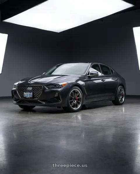 2019 Genesis G70 with Work Emotion Zr10 4x100 15x5 +48 Glim Black Diamond Rim cut wheels