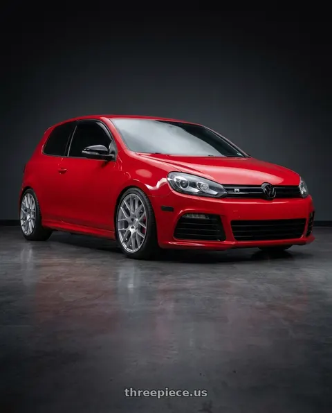 2012 Volkswagen Golf R with Aodhan AH-X 5x112 18x8.5+35 Gloss Silver Machined Face wheels