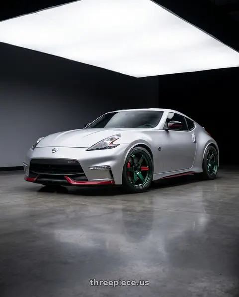 2018 Nissan 370Z with Volk Racing TE37SL 5x114.3 18x9.5 +40 RACING GREEN wheels