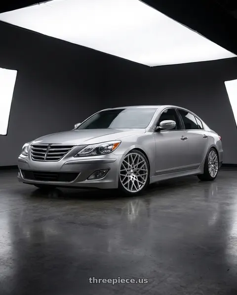 2013 Hyundai Genesis with TSW VALE 5X114.3 19X8.5 +30 SILVER W/ MIRROR CUT FACE wheels