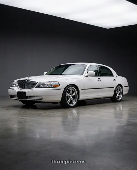 2010 Lincoln Town Car with Work Wheels VS-KF 5X114.3 19x7.5+34 Brilliant Silver Black A Disk FULL REVERSE wheels