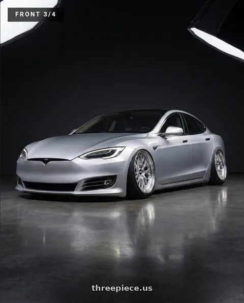 2018 Tesla Model S with Aodhan DS08 5x120 19x9.5+35 Silver w/Machined Face wheels