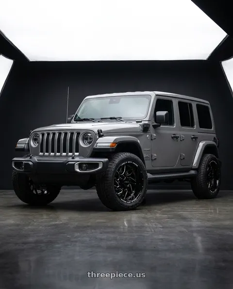 2024 Jeep Wrangler Sahara 4xe with WELD Off-Road Fulcrum 5x127 20x12 -44 Gloss Black/Milled wheels