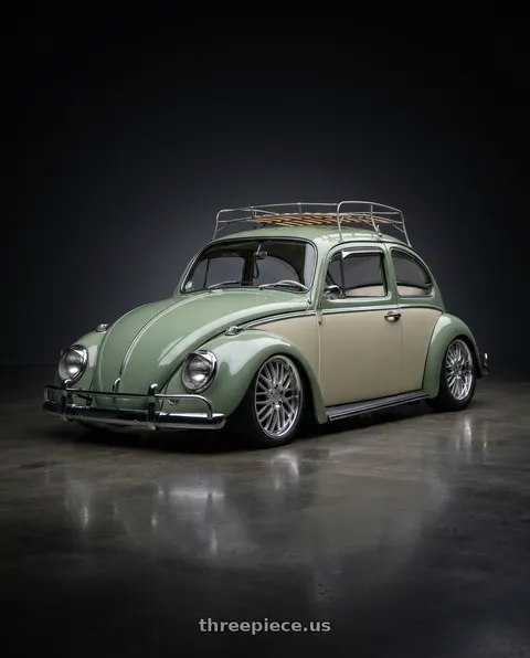 1966 VW bug with Cray MANTA 5X120.65 19X10.5 +65 HYPER SILVER W/ MIRROR CUT LIP wheels
