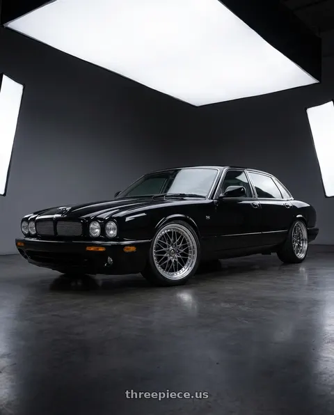 2003 Jaguar XJR with Work Vs-Xv 5x108 18x9.5+21 A Disk Brilliant Silver Black wheels