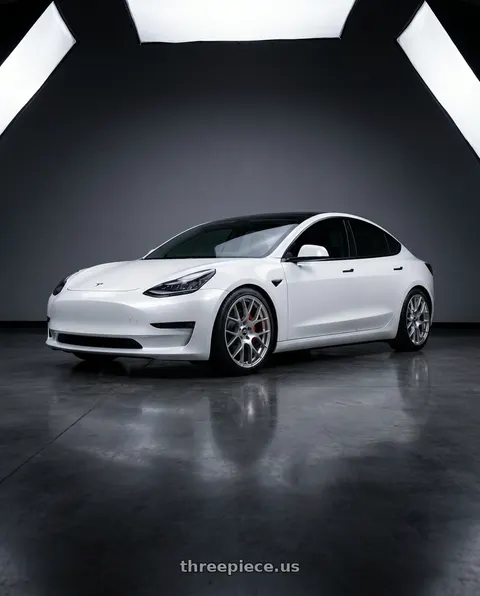 2018 Tesla Model 3 with Enkei Raijin 5x114.3 18x8.5+35 Hyper Silver wheels