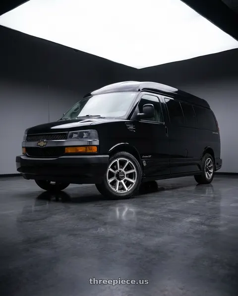 2011 Chevrolet Express 2500 LT with Vision Off-Road 353 Turbine 8x165.1 17x8.5+18 Gunmetal Machined Face wheels