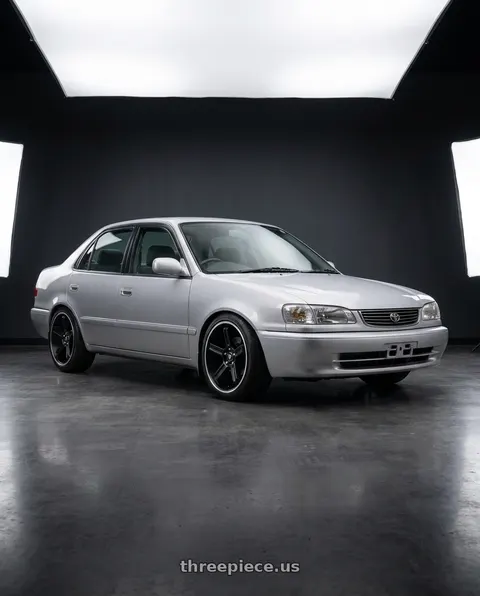 1999 Toyota Corolla with Motegi MR122 4X100/4X114.3 18X9 +45 SATIN BLACK W/ MACHINED STRIPE wheels