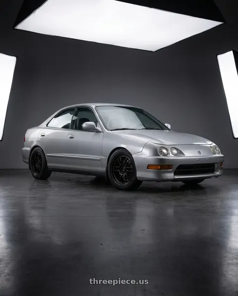 1998 Acura Integra with Work Emotion Zr10 4x100 16x6.5 +38 Glim Black Diamond Rim cut wheels