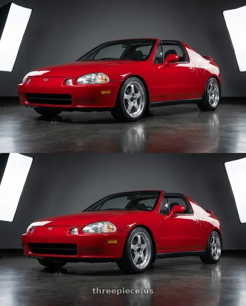1993 Honda Civic del Sol with Vors SP1 4x100/4x114.3 16x7  +38 Silver Machine Face Lip wheels