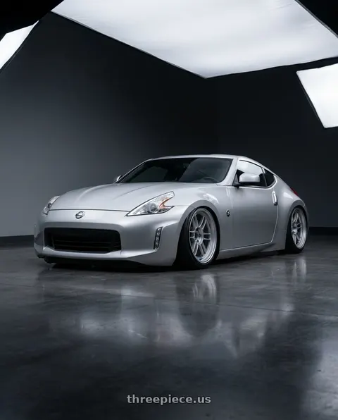 2017 Nissan 370Z with Enkei RPF1RS 5x114.3 18x10.5+0 Silver wheels
