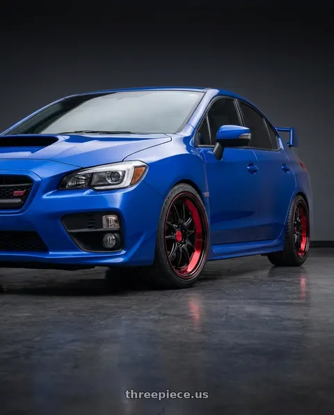 2018 Subaru WRX STI with F1R F102 5x114.3 18x8.5 +38 Gloss Black/Red Lip wheels
