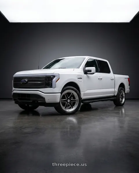 2022 Ford F-150 Lightning with American Racing GROOVE 6 DRAG 6x135 22x9.5 +25 Gloss Black Milled W/ Dc Lip wheels