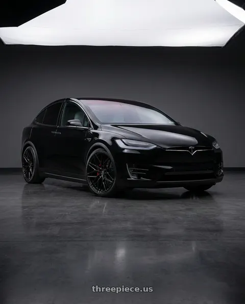 2018 Tesla Model X with Rohana RFX17 5x120 20x11 +52 Gloss Black wheels