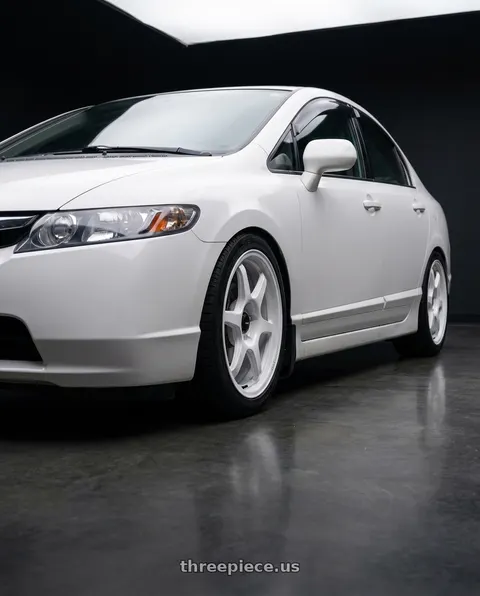2007 Honda Civic with Konig Hexaform 5X114.3 17x8+38 Gloss White wheels