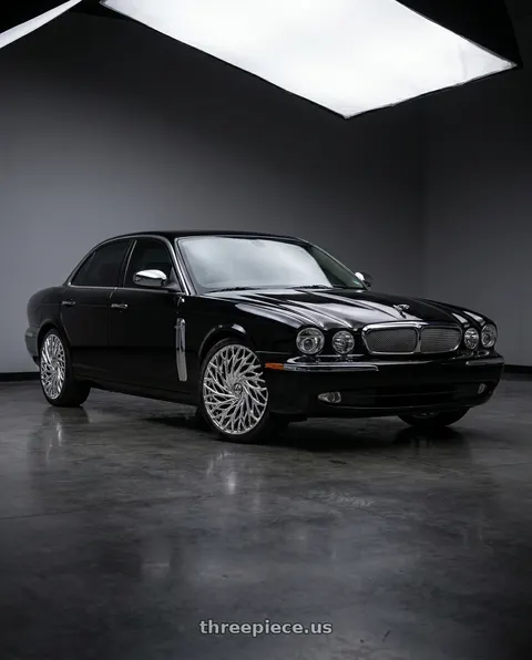 2008 Jaguar XJ8 with Azara AZA-525 5x114.3 / 5x120 20x8.5 +35 Nano Chrome wheels