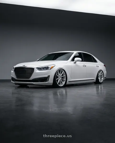 2018 Genesis G90 Ultimate with DOLCE PERFORMANCE VELOCE 5x114.3 20x10 +40 Gloss Silver Machined Face wheels