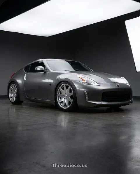 2014 Nissan 370Z with MRR HR3 5x114.3 19x8.5  +35 Silver Machine Face wheels