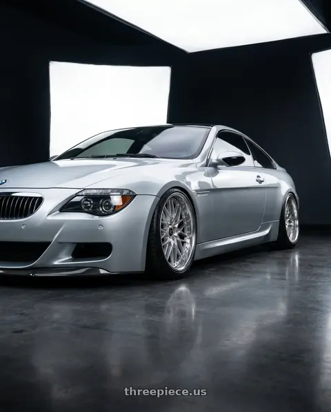 2007 BMW M6 with Work Vs-Xv 5x120 21x11+21 O Disk Silky Rich Silver wheels