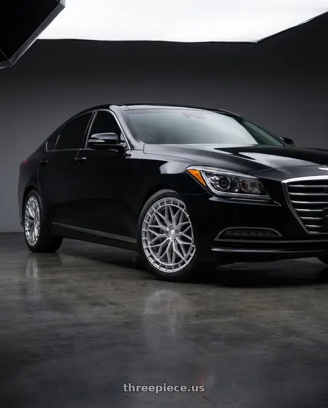 2016 Hyundai Genesis 3.8 with KATANA RACING KR12 5x114.3 18x8 +40 Glossy Silver Machine Face wheels