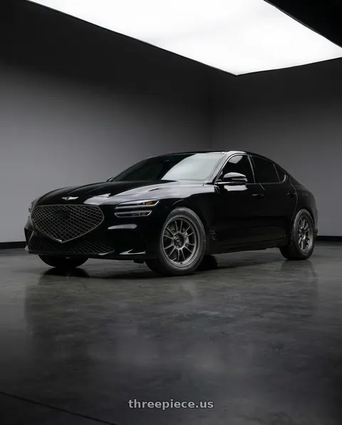 2023 Genesis G70 with Konig Hypergram 5X114.3 19x10.5+25 Matte Grey Flow Formed wheels