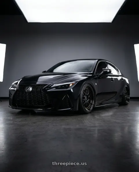 2025 Lexus IS350 with Aodhan AH02 5x100 18x8.5+35 Gloss Black ( Gold Rivet) wheels