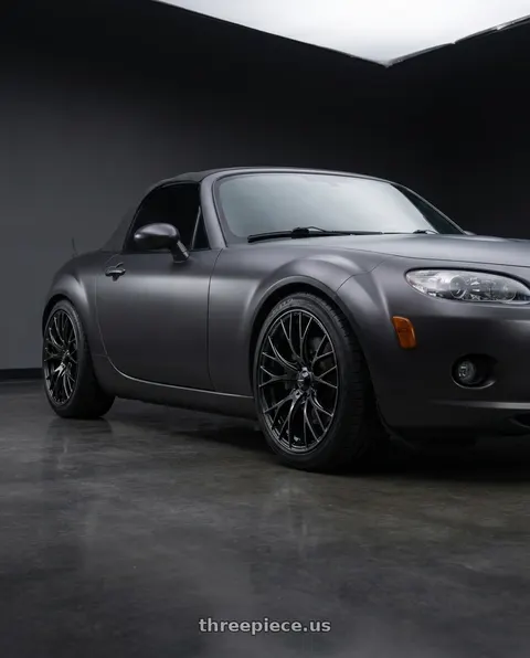 2007 Mazda Miata MX-5 with WedsSport SA-20R 5x114.3 17x7.5+45 Weds Black Clear wheels