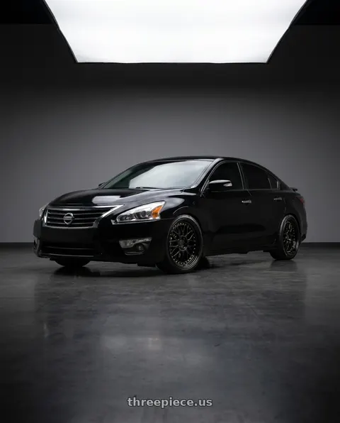 2015 Nissan Altima SL with Aodhan AH02 5x114.3 18x8.5+35 Gloss Black ( Gold Rivet) wheels