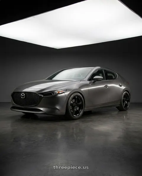 2020 Mazda 3 with Gram Lights 57CR 5x100 18x9.5+38 Glossy Black wheels