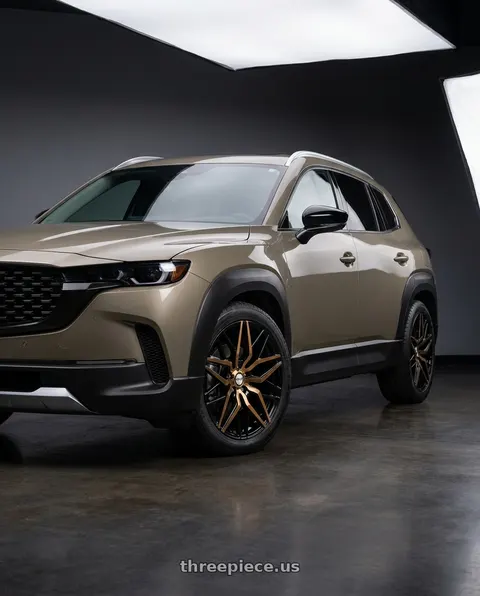 2026 Mazda CX-50 with Shift Spring 5x114.3 18x8 +35 Black Machined Bronze wheels