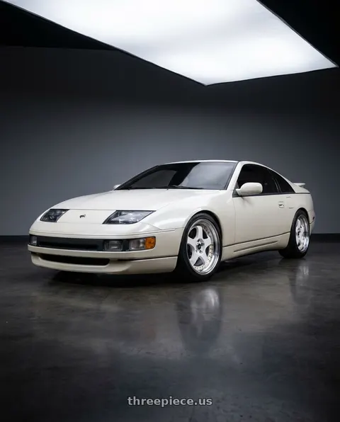 1993 Nissan 300ZX with MST Wheels MT07 5x114.3 18x8.5 +20 White w/Machined Lip Gold Rivets wheels