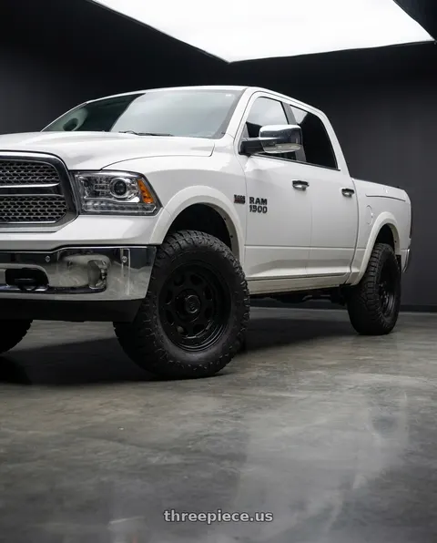 2016 Ram 1500 Laramie with Gear Off Road 774SB 5x139.7 17x8.5 +15 Satin black wheels