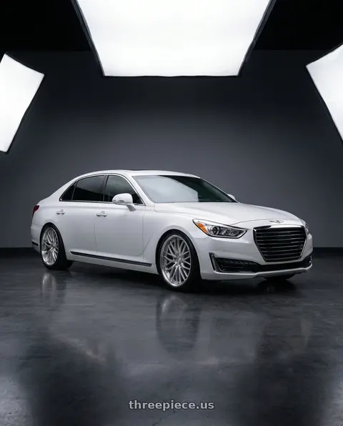 2018 Genesis G90 Ultimate with XO MILAN 5X114.3 20X8.5 +34 MATTE SILVER W/ BRUSHED FACE wheels
