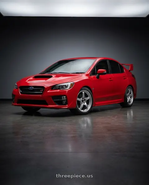 2015 Subaru WRX STI with Gram Lights 57CR 5x114.3 18x9.5+38 Grace Silver wheels