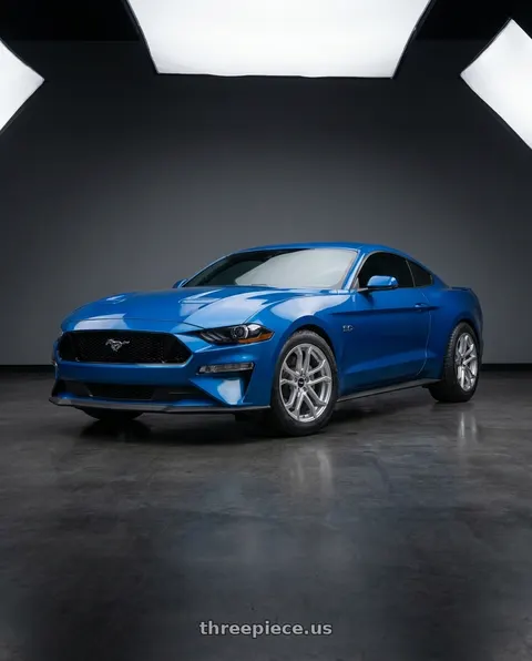 2021 Ford Mustang GT with F1R FS3 5x114 20x9 +35 Machine Silver wheels