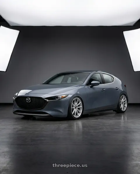 2020 Mazda 3 with Advanti Racing 80S Hybris 5X120 18x8 +35 Silver with Machined Face wheels