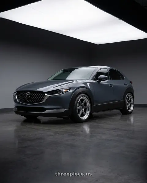 2026 Mazda CX-30 with Kansei K14G Roku 5x114.3 18x9.5 38 Grey and Machined Lip wheels
