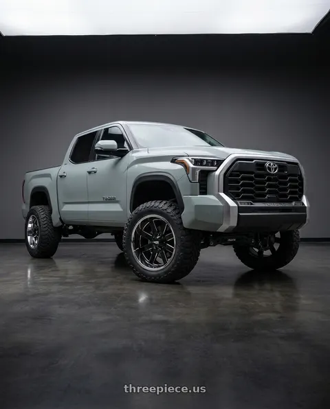 2024 Toyota Tundra with Moto Metal MO200 6X139.7 22X10 -18 GLOSS BLACK MILLED CENTER CHROME LIP wheels
