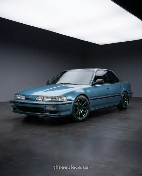 1990 Acura Integra with Volk Racing ZE40 4x100 16x7+36 Racing Green wheels