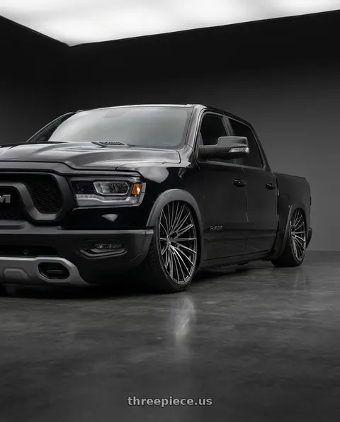 2023 Ram 1500 Rebel with Arvano ART-2 6x139.7 24x9.5 +18 Gloss Black & Brushed Double Dark Tint wheels