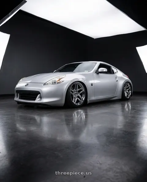 2009 Nissan 370Z with HERITAGE WHEEL EBISU MONOC 5x114.3 19x8.5 +35 CHROME wheels
