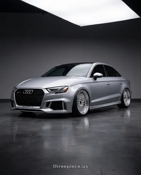 2017 Audi RS3 with SSR Formula MESH 5x112 19X11+37 SL Disk Fm Silver wheels