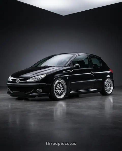 2005 Peugeot 206 Black with BBS LM 4x100 17x7.5+40 Diamond Silver wheels