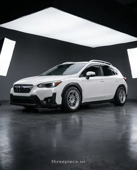 2022 Subaru Crosstrek with Enkei RPF1 4x100 17x7+35 Silver wheels