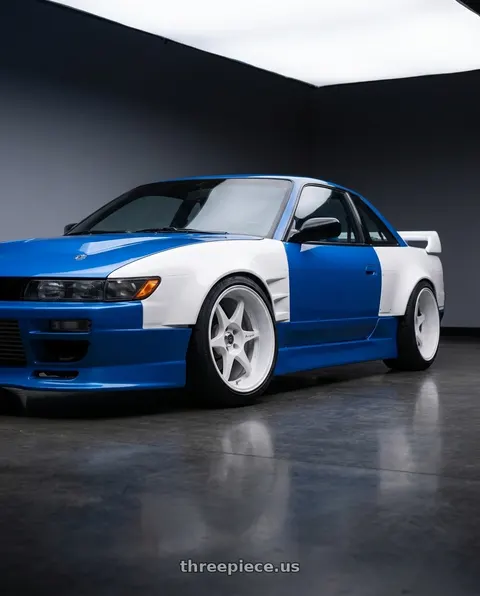 1993 Nissan 240SX with Stage Wheels Knight 5x114.3 17x9 +10 White wheels