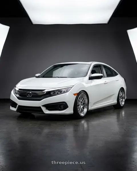 2016 Honda Civic with Aodhan DS06 5x114.3 18x8.5+35 Silver w/Machined Face wheels
