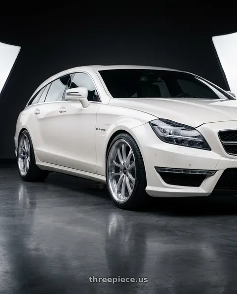 2013 Mercedes-Benz CLS63 AMG with ARC AR5 5x112 18x8.5  +35 Silver Machine Face Lip Chrome Rivet wheels