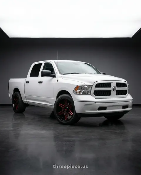2016 Ram 1500 with Vision Off-Road 363 Razor 5x139.7 22x10-19 Gloss Black Milled Spoke with Red Tint wheels