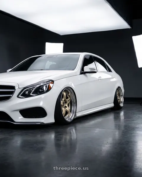 2014 Mercedes-Benz E350 with Work Meister S1 3P 5x112 18x8.5+35 L Disk Bright Buff Finish wheels