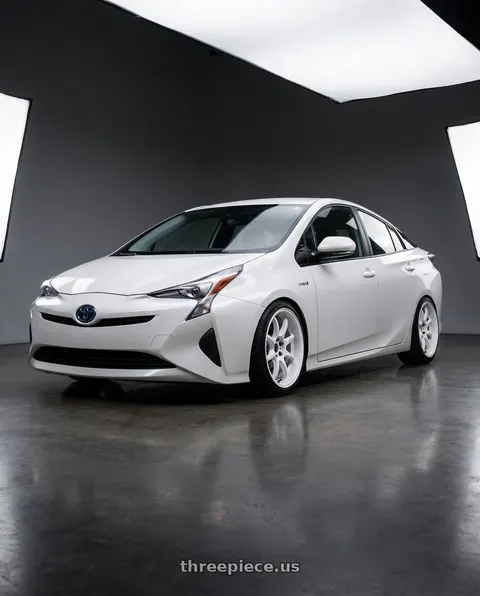 2017 Toyota Prius with Work Emotion D9r 5x100 18x8.5 +32 White wheels